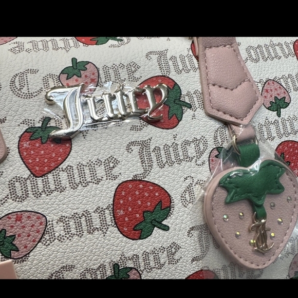 Juicy Couture Freshly Picked π Strawberry Satchel In Pecan White/pink Diam. NWT - Picture 12 of 16
